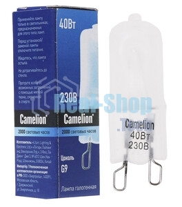 Лампа галогенная 40Вт капсула G9 2850К 240В прозр. Camelion 5553
