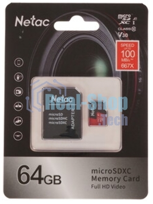 Флеш карта MicroSD card Netac P500 Extreme Pro 64Gb, retail version w/SD adapter