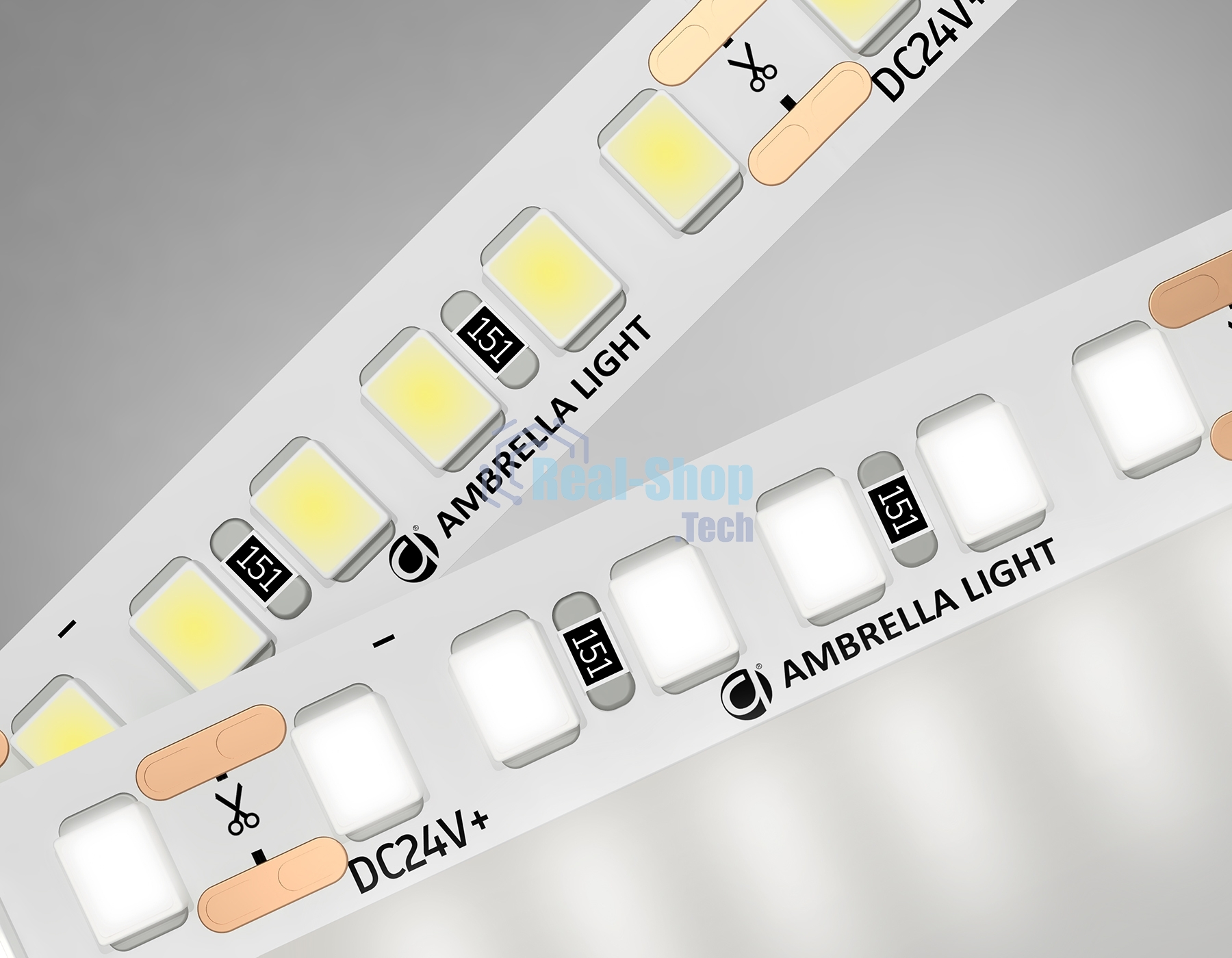 Светодиодная лента Ambrella light GS3202 2835 180Led/ 14.4W m/ 24V IP20 4500K/ 5000*8*1.2mm (2 конт.)