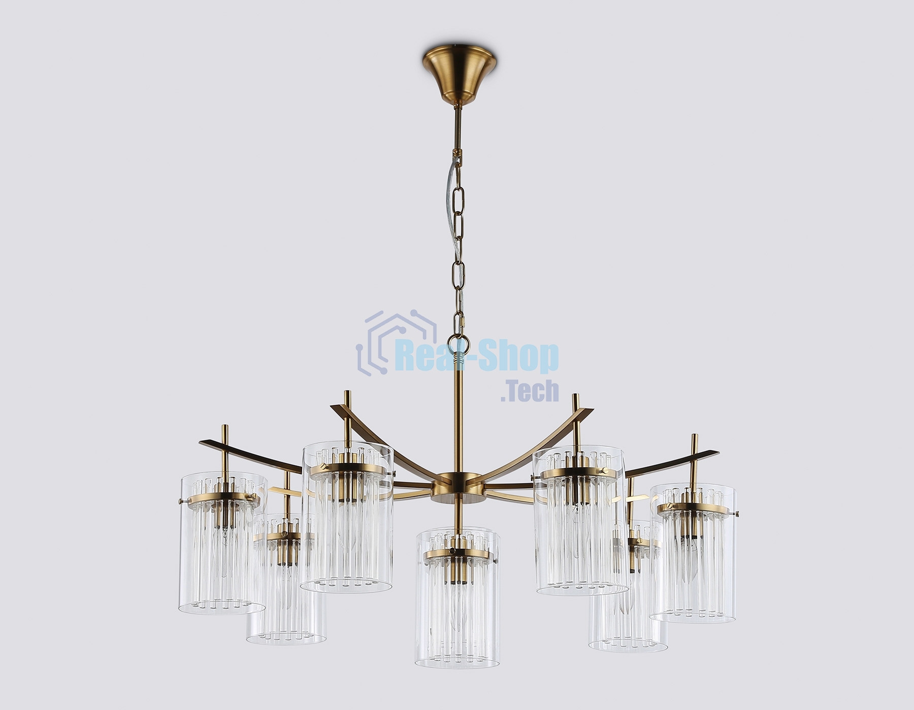 Люстра Ambrella light LH56033/7+1 BS/CL латунь/прозрачный E14*8 max 40W D790*1200