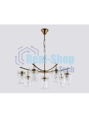 Люстра Ambrella light LH56033/7+1 BS/CL латунь/прозрачный E14*8 max 40W D790*1200