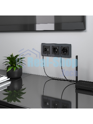 Рамка на 3 поста Elite (графит, стекло) W0032440