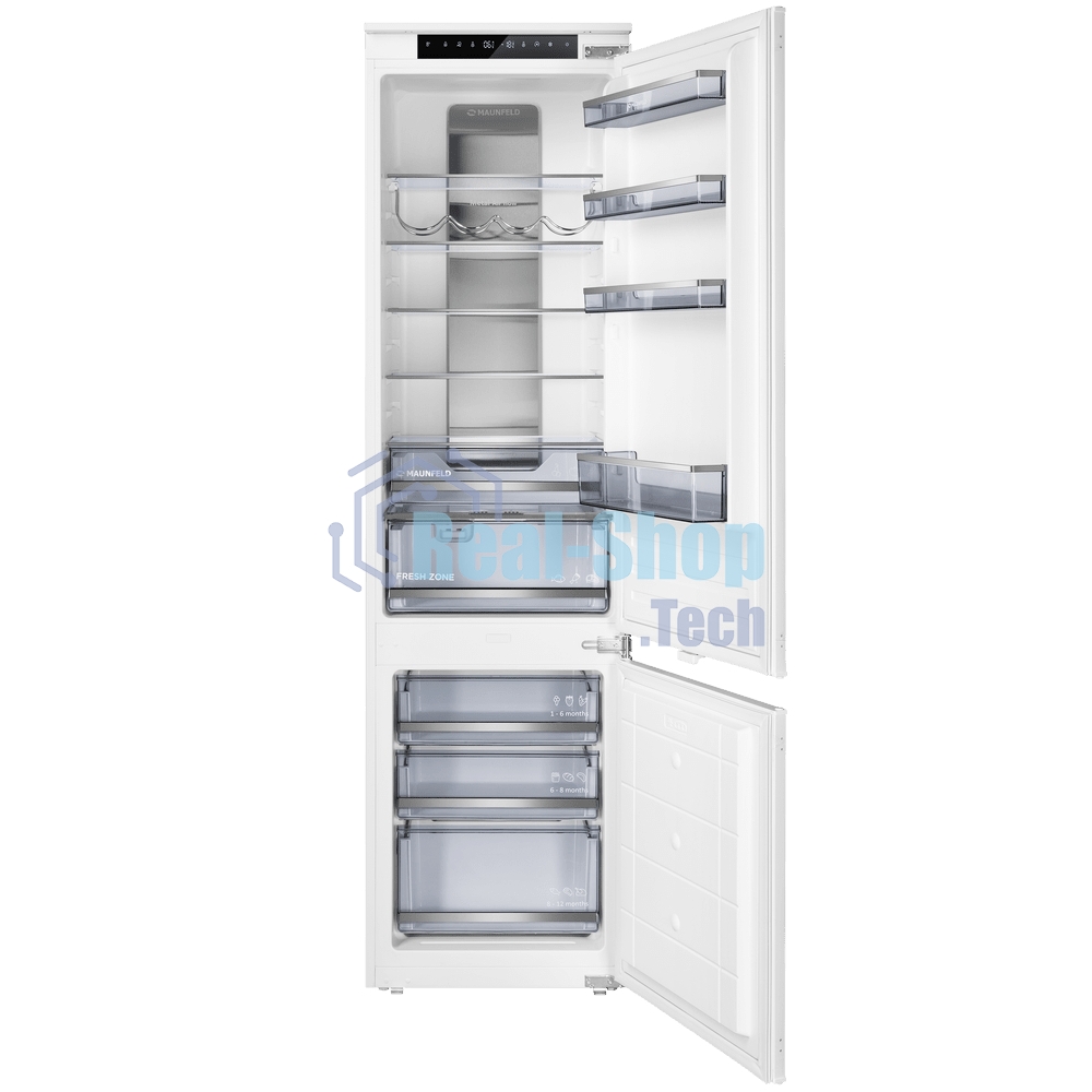Встраиваемый холодильник Maunfeld MBF19354NFWGR LUX Inverter белый двухкамерный 209/64 л морозилка снизу, No Frost