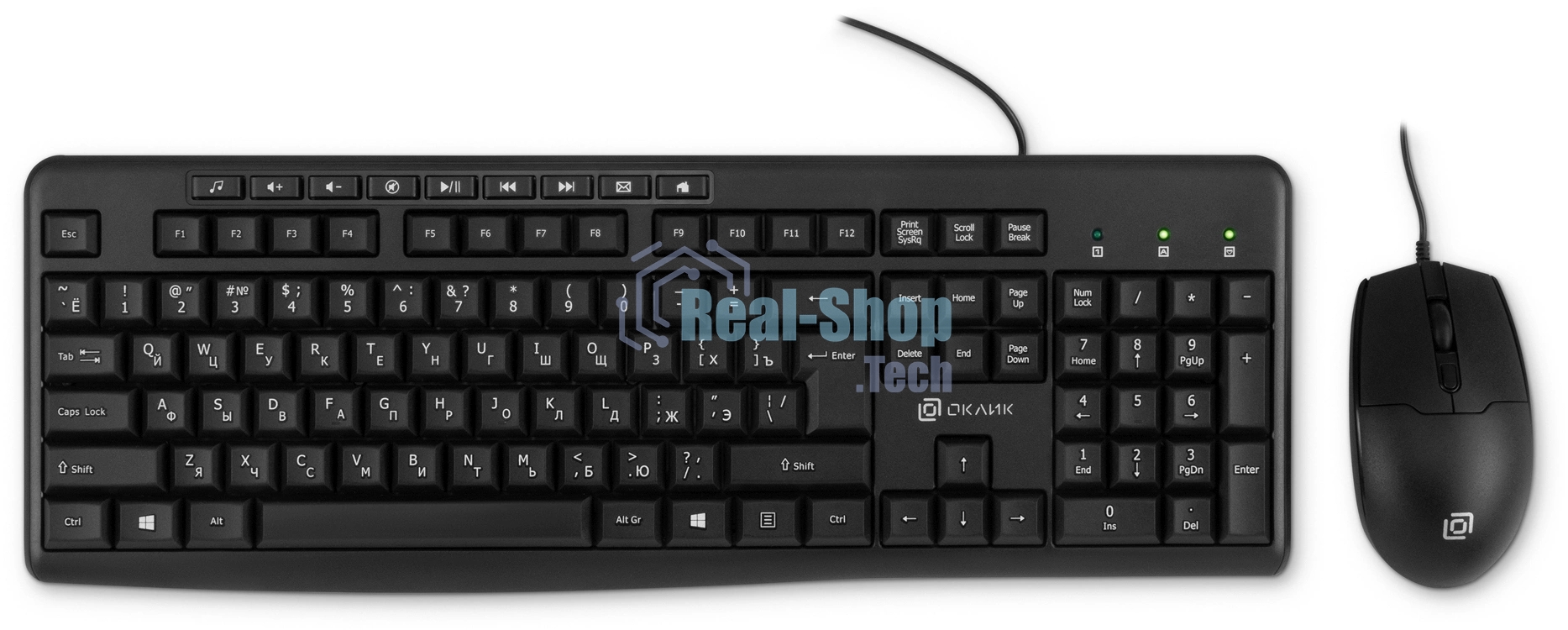 Комплект клавиатура+мышь Oklick S650 проводной, USB, 2000 DPI, чёрный