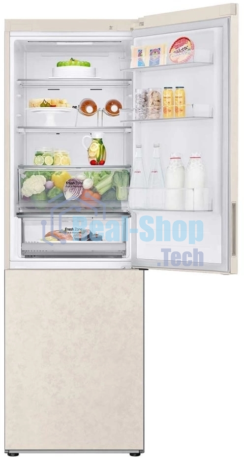 Холодильник LG GC-B459AEMW бежевый двухкамерный 234/110л морозилка снизу, No Frost