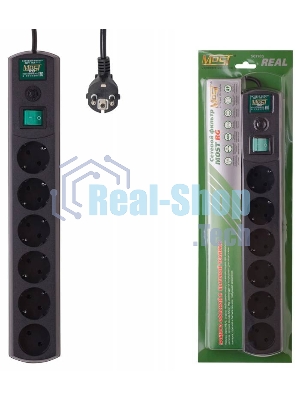 Сетевой фильтр Most RG 5 м (6 розеток) черный (коробка)