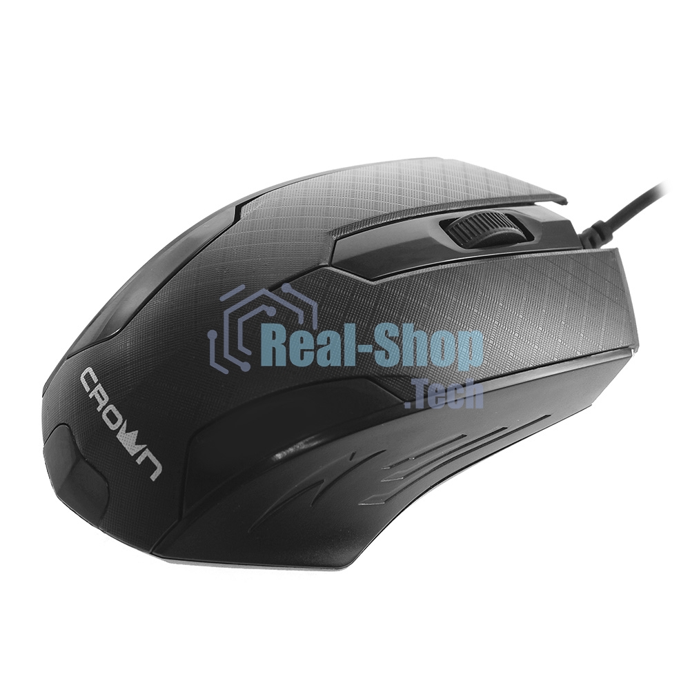Мышь проводная Crown CMM-100 черный, 1000 dpi, USB, кнопки - 3