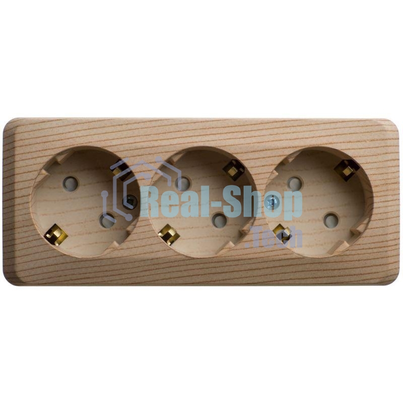 Розетка 3-м ОП Этюд 16А 250В защ. шторки с заземл. сосна SchE PA16-012D