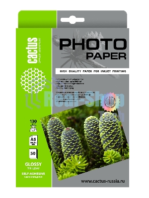 Фотобумага Cactus CS-GSA513050 A5/130г/м2/50л. глянцевое самоклей. для струйной печати