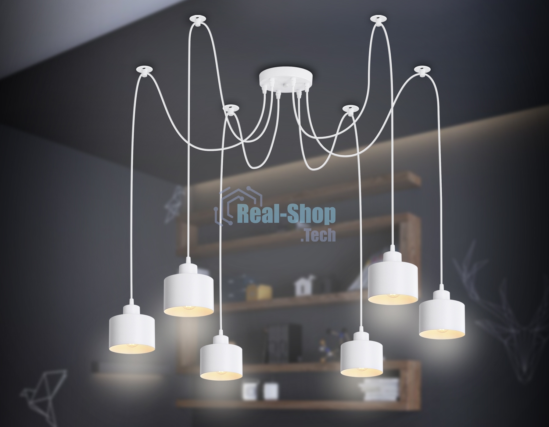 Светильник Ambrella light TR8131/6 WH белый E27*6 max 40W D700*800