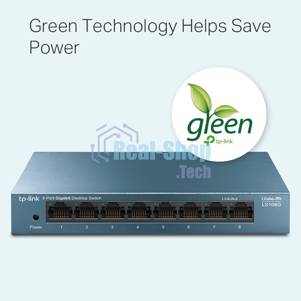 Коммутатор TP-Link LS108G 8-портовый 10/100/1000 Мбит/с настольный коммутатор SMB