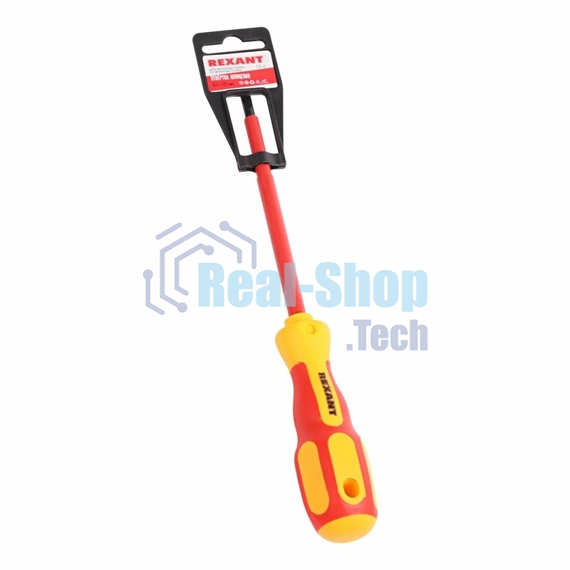 Отвертка Rexant шлицевая диэлектрическая SL5 х 125 мм, до 1000 В, двухкомпонентная рукоятка