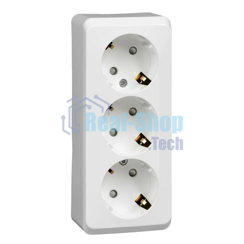 Розетка 3-м ОП Этюд 16А 250В защ. шторки с заземл. белый SchE PA16-012B