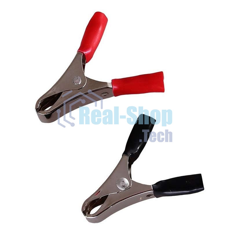 Зажим крокодил Rexant, длина 50 мм, ток 10A, 2 шт., пакет БОПП