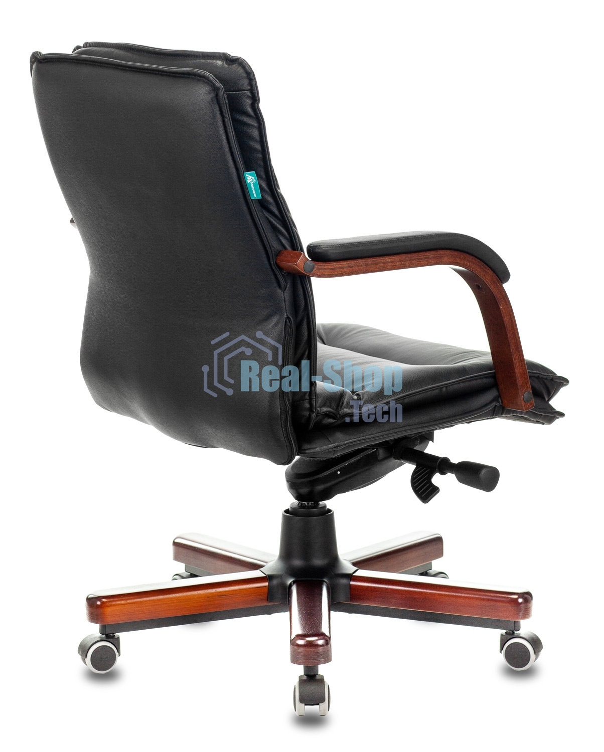 Кресло руководителя Бюрократ T-9927WALNUT-LOW/BL черный, кожа, низкая спинка, крестовина дерево