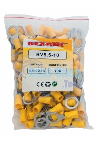 Наконечник кольцевой изолированный Rexant ø 10.5 мм 4-6 мм² (НКи 6.0-10/НКи5,5-10) желтый