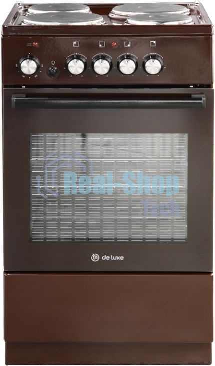 Плита электрическая De Luxe 5004.18э-014 коричневый, конфорок 4 шт, духовка 43 л, 50 см x 85 см x 50 см