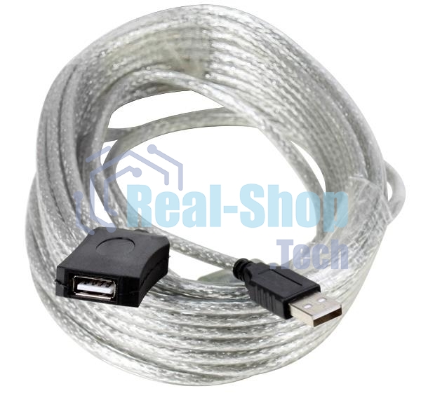 Кабель удлинитель Aopen активный ACU823-15M, USB2.0-repeater AM/AF 15м