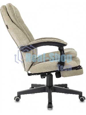 Кресло руководителя Бюрократ T-9950MSG-F Fabric песочный Light-21, крестов. пластик, подст. для ног