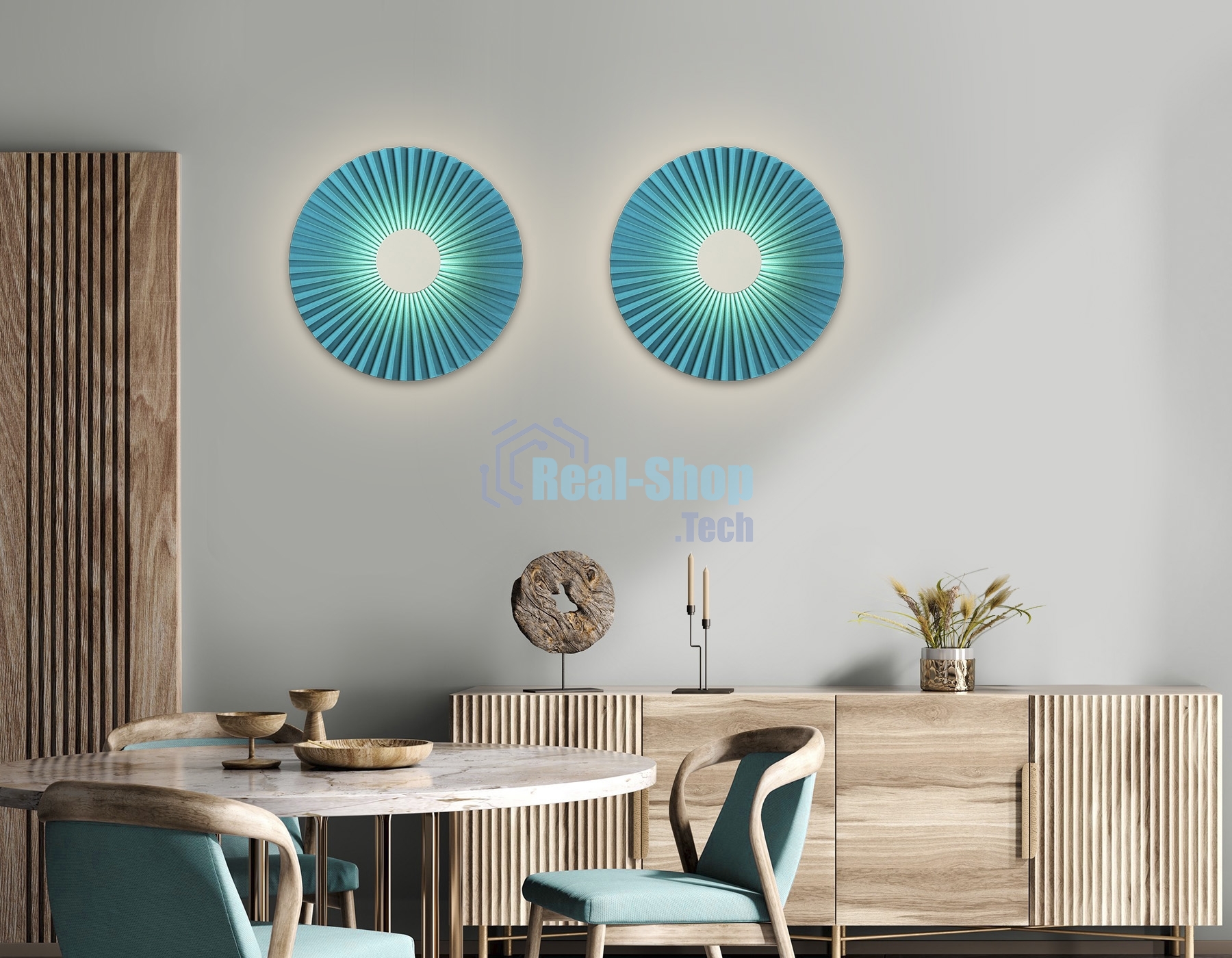 Настенный светильник Ambrella light LH72651 WH/GR белый/бирюзовый 6W 3000K D300*100