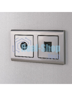 Накладка для розетки Ethernet RJ-45 и телефонной розетки RJ11 (глянцевый никель)