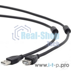 Кабель Cablexpert USB2.0 Pro CCF2-USB2-AMAF-6, AM/AF, 1.8м, экран, 2феррит.кольца, черный, пакет