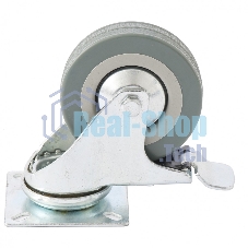 Колесо поворотное Сибртех с тормозом d-75 мм крепление  платформенное