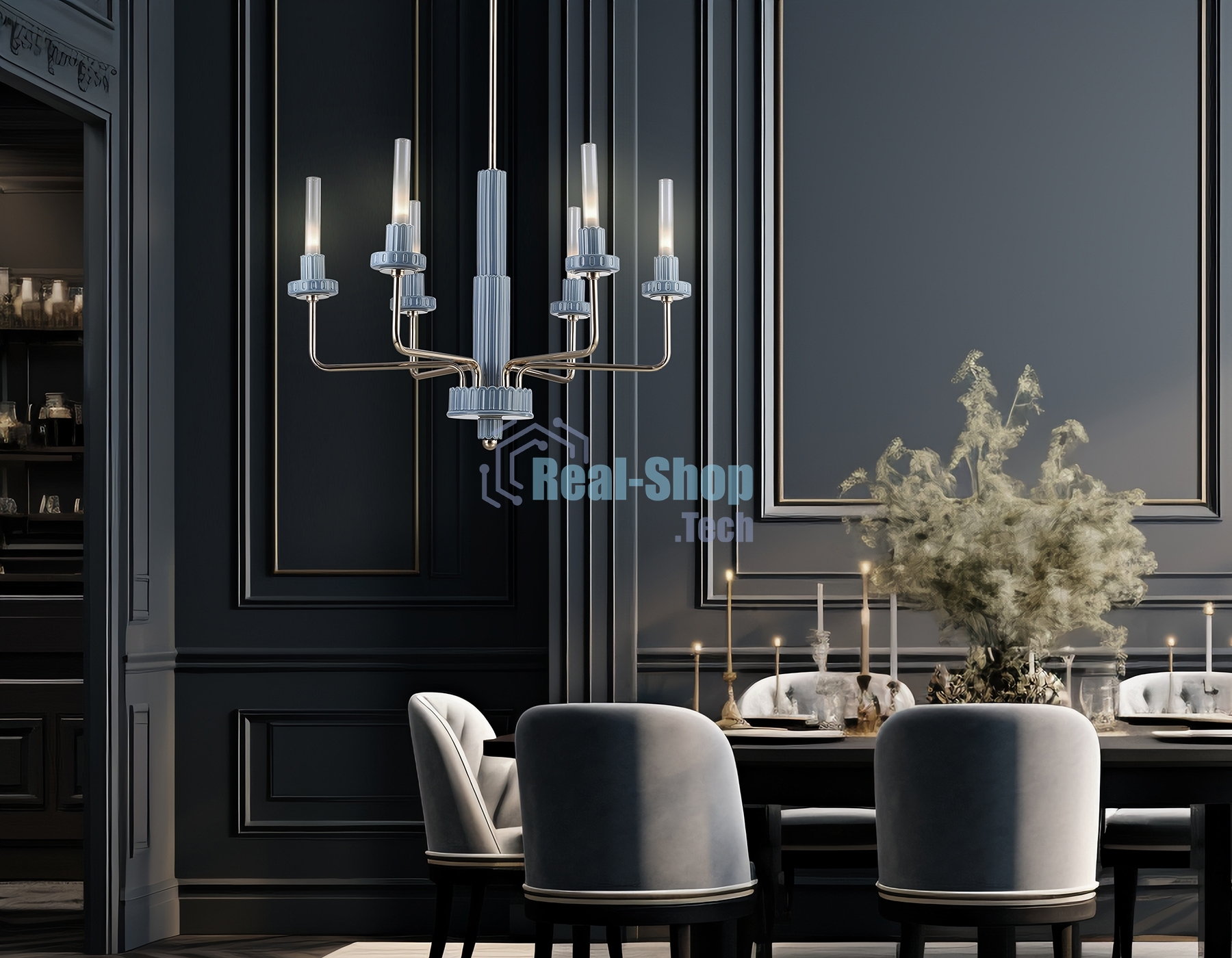 Люстра Ambrella light LH53124/6 GD/WH/GB золото/белый/серо-синий 10W 3000K D660*1120