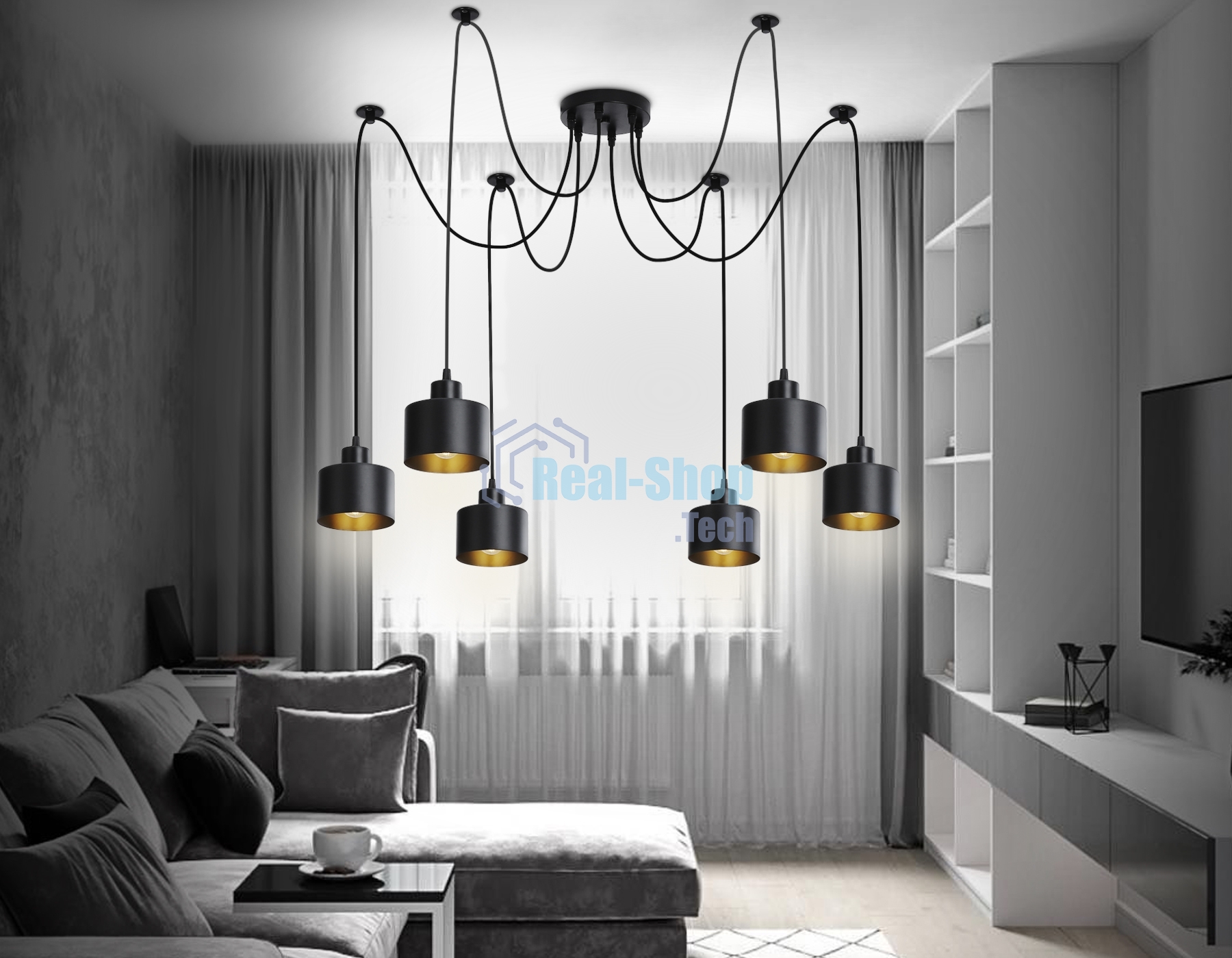 Светильник Ambrella light TR8132/6 BK черный E27*6 max 40W D700*800