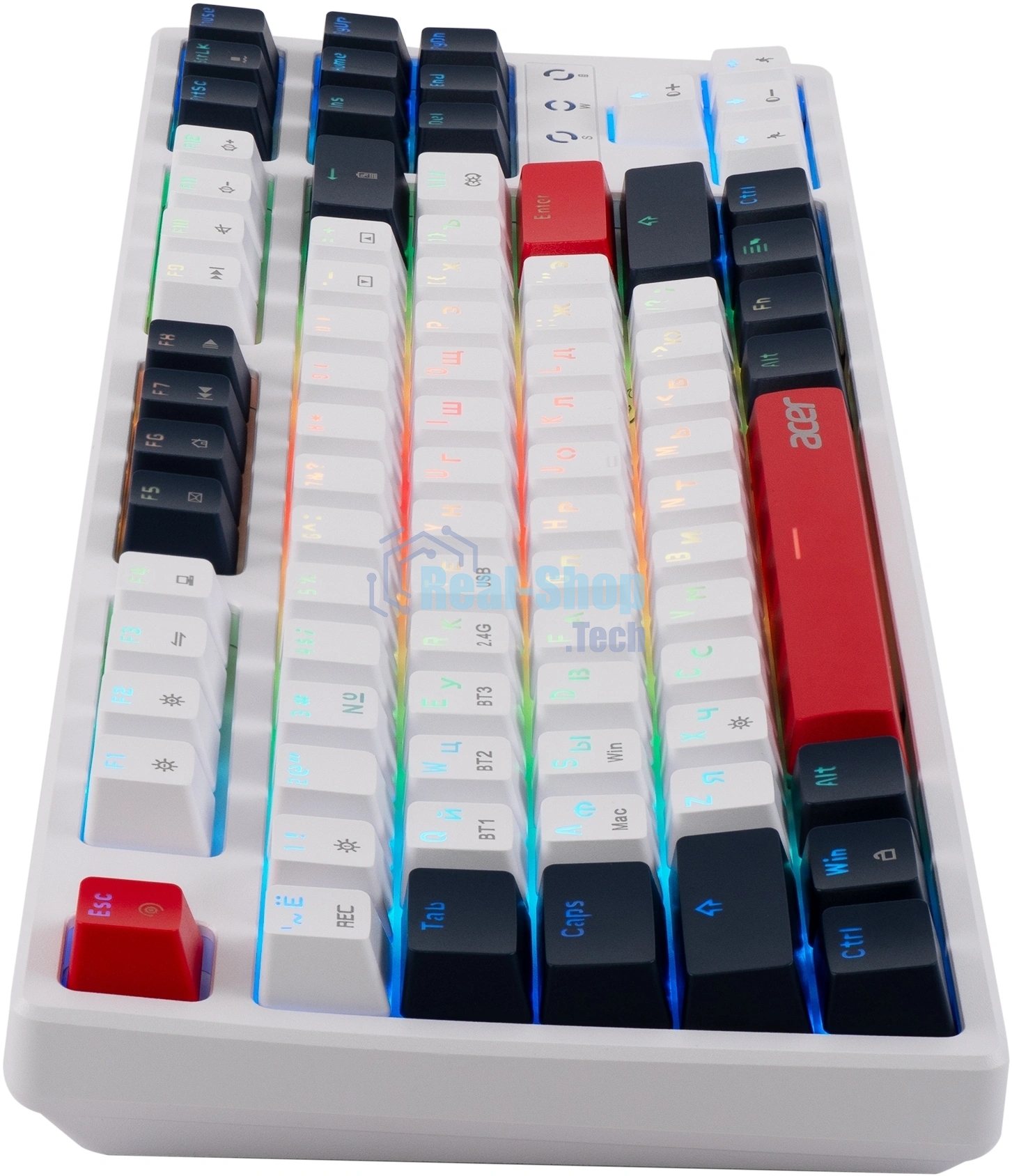 Клавиатура беспроводная Acer OKR302 (ZL.KBDEE.016), USB, Bluetooth/Радиоканал, белый
