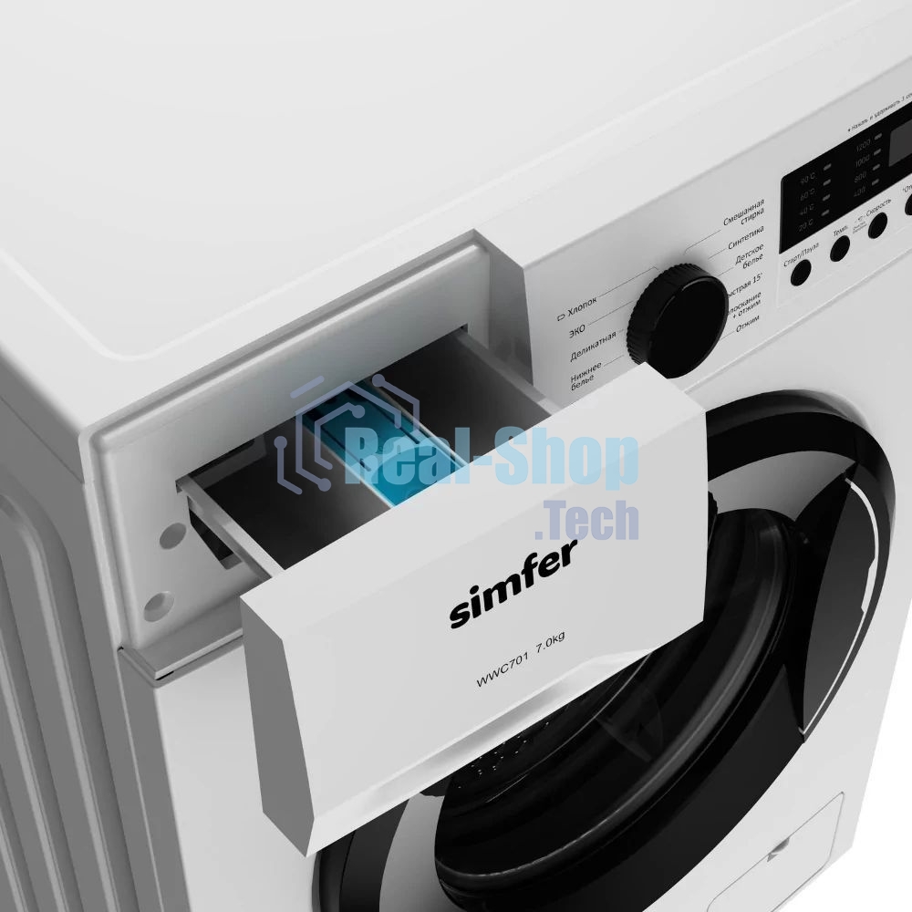 Стиральная машина Simfer WWC701 белый, загрузка фронтальная 7 кг, 1200 об/мин, класс A+++