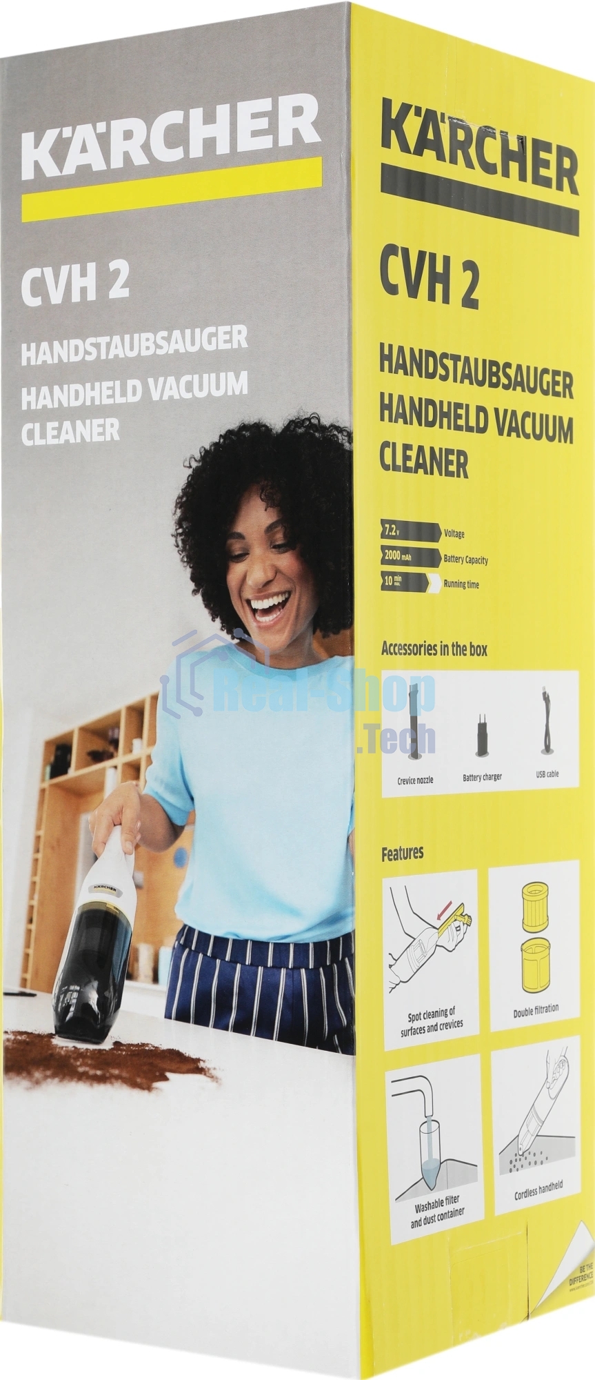 Пылесос ручной Karcher CVH 2 белый/черный, питание от аккумулятора, 70 Вт, уборка сухая, пылесборник контейнер 0.15 л