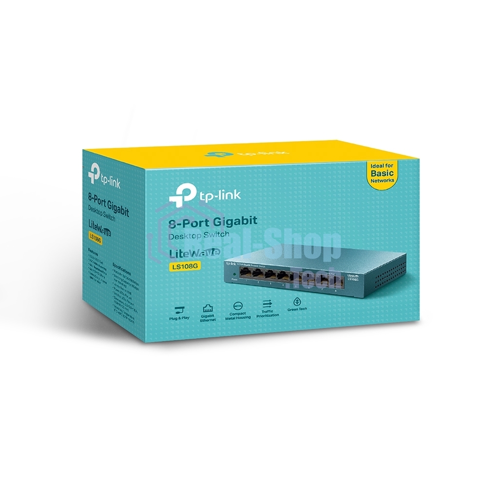 Коммутатор TP-Link LS108G 8-портовый 10/100/1000 Мбит/с настольный коммутатор SMB