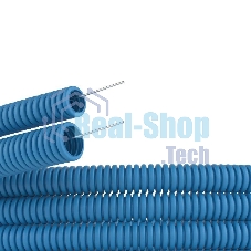 Труба гофрированная ППЛ d16 мм легкая с протяж. син. (уп.100 м) ДКС 11916