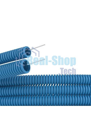 Труба гофрированная ППЛ d16 мм легкая с протяж. син. (уп.100 м) ДКС 11916