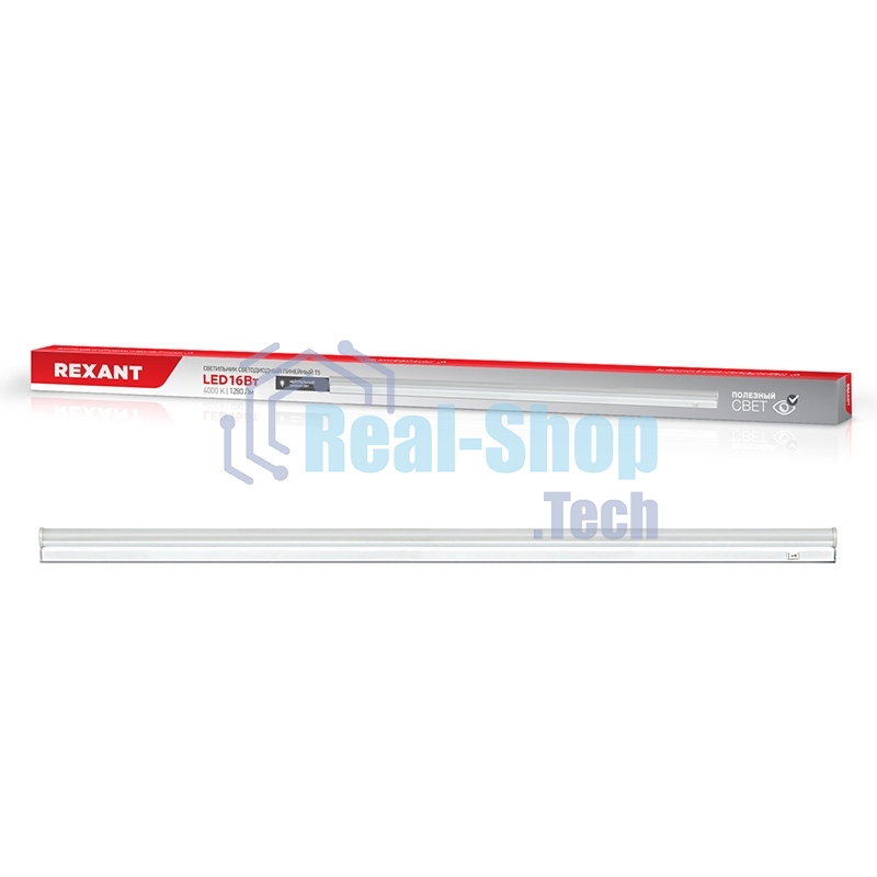 Светильник светодиодный линейный Rexant T5-01 16 Вт 1280 Лм 4000 K IP20 1179 мм с выключателем и соединителем