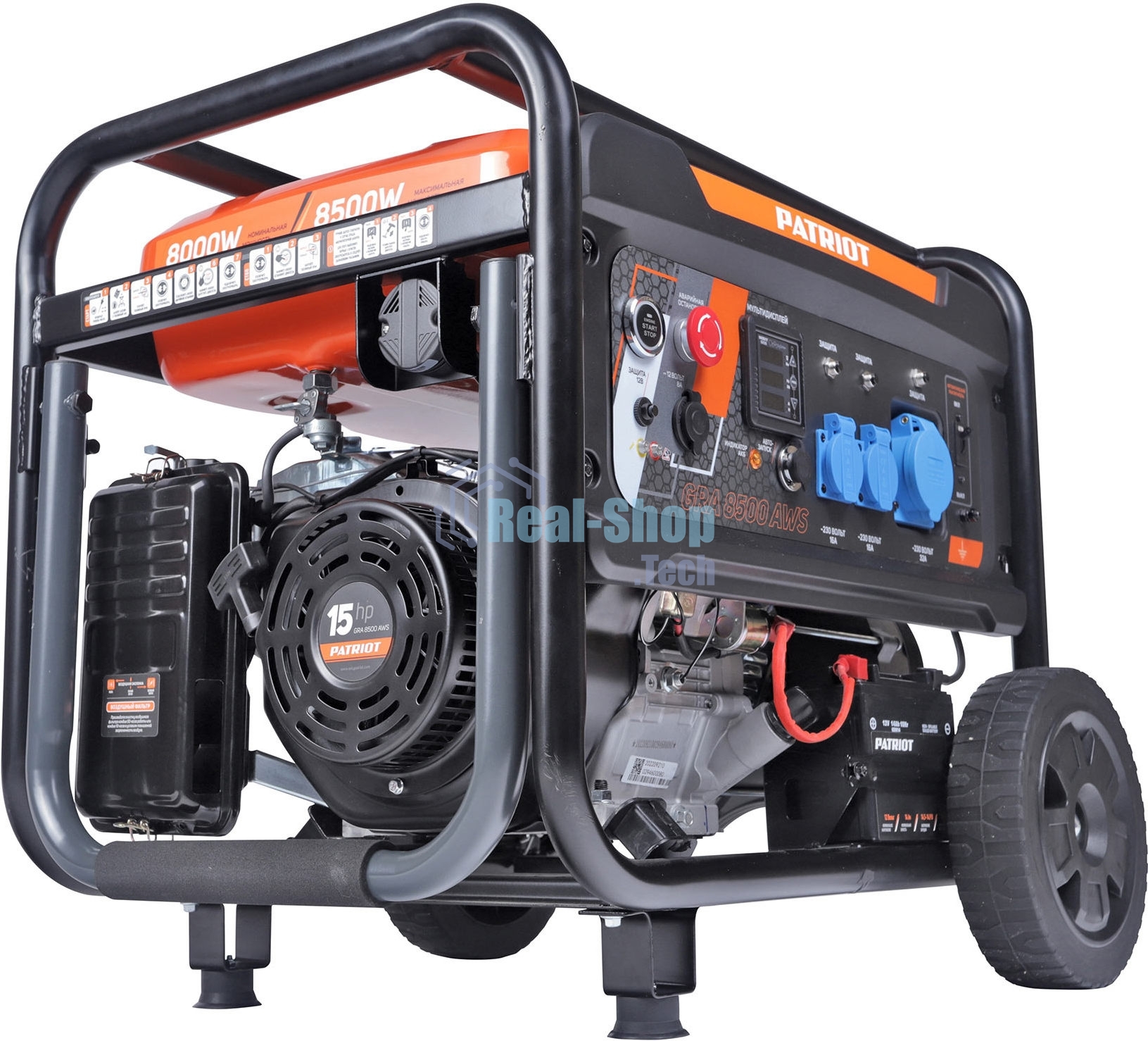 Электрогенератор бензиновый Patriot GRA 8500AWS, 8.5 кВт, 75 дБ, 100 кг