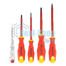 Набор отверток Сибртех диэлектрических до 1000в тестер crv двухкомпонентные рукоятки (5шт.)
