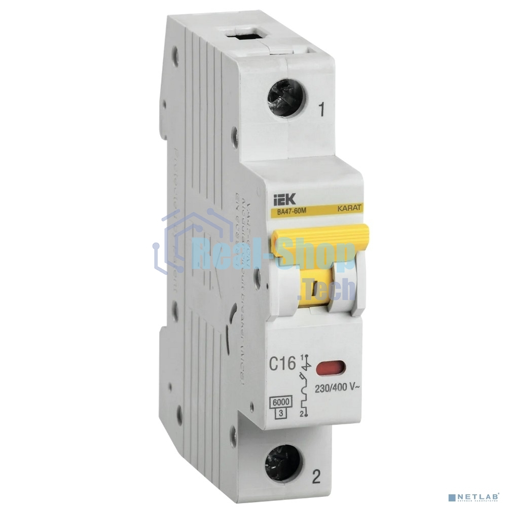 Выключатель автоматический однополюсный ВА47-60M 1Р 16А 6кА С MVA31-1-016-C IEK