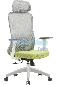 Кресло компьютерное Cactus CS-GMC515-GYGN серый, сиденье салатовый, сетка/ткань, с подголов. крестов. пластик, пластик серый