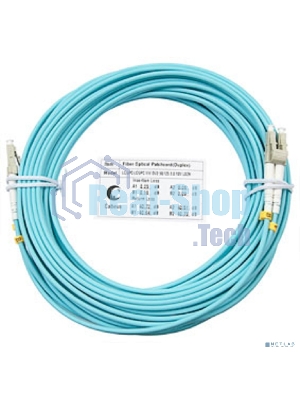 Шнур оптический Cabeus Tight Buffer, Duplex LC/LC, OM3 50/125, LSZH, 10м, d= 3мм, серый хвостовик, аква
