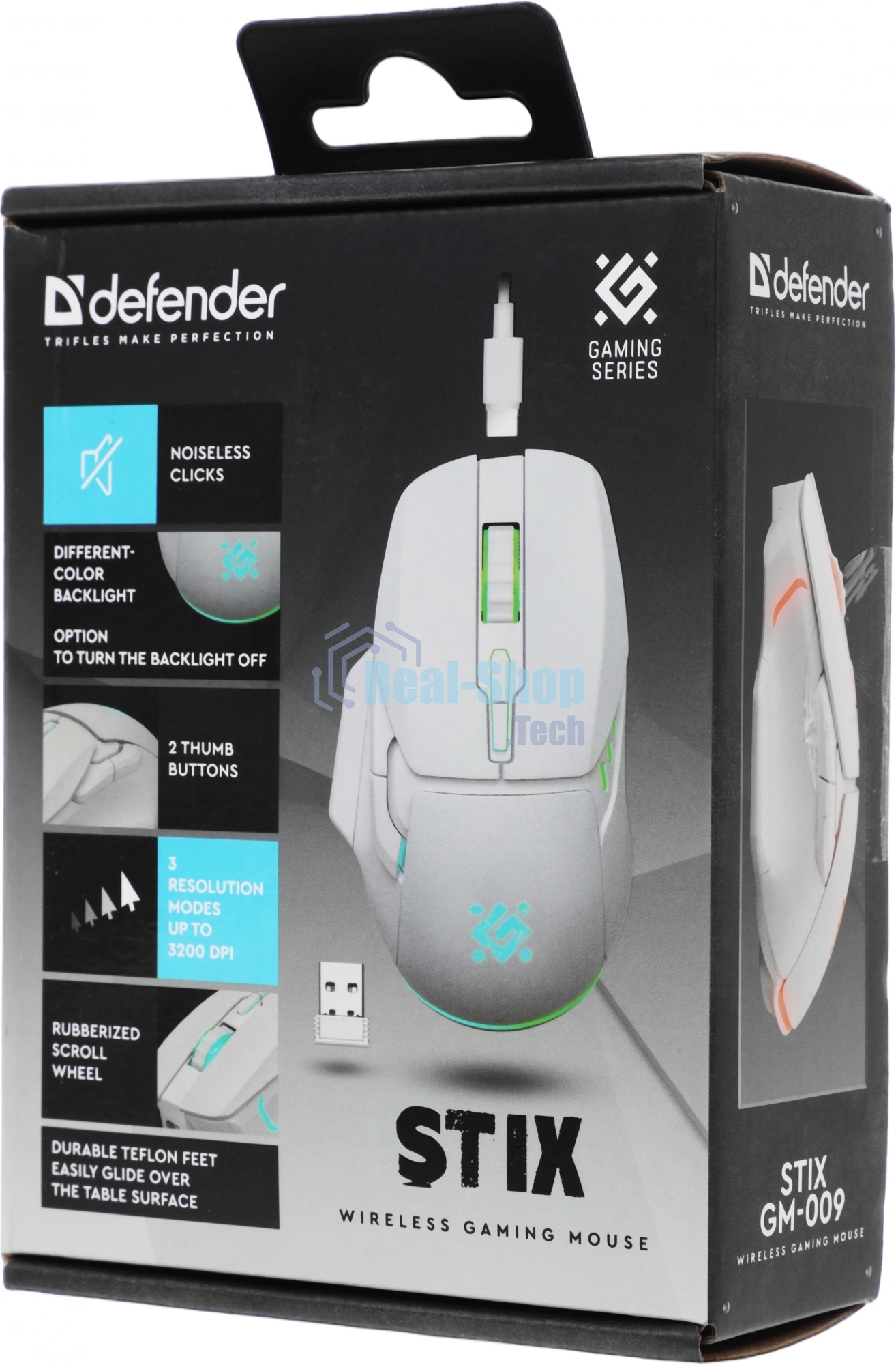 Мышь беспроводная Defender Stix GM-009 белый, 3200 dpi, радиоканал, USB, кнопки - 7