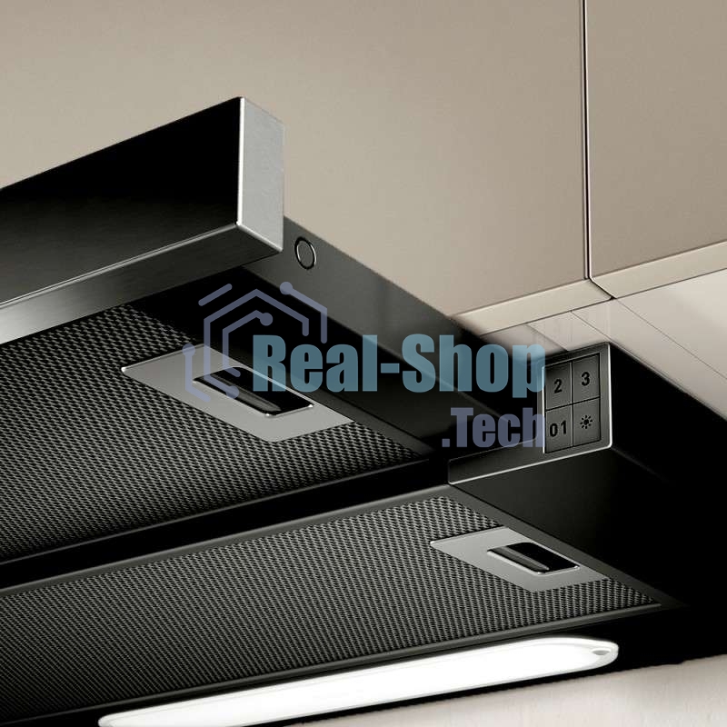 Встраиваемая вытяжка Elica ELITE 14 LUX BL/A/60 / 60 см, 650 куб.м., кнопочное управление, серый+черное стекло
