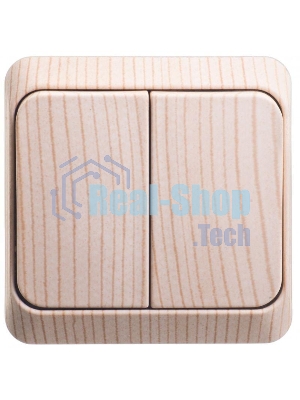 Выключатель 2-кл. ОП Этюд Дача 10А IP20 с индик. сосна SchE BA10-006D