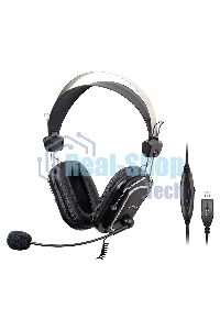 Гарнитура проводная с микрофоном A4Tech HU-50 черный 2м накладные USB оголовье