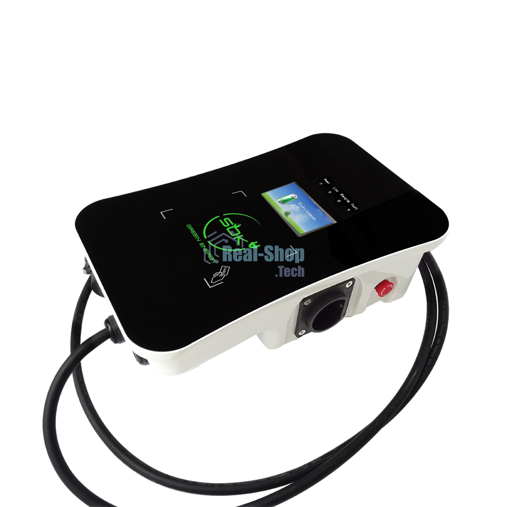 Зарядная станция S'OK Green Energy M3W Series Wallbox EV Charger SM3W10732542-7wf, 1-phase,7kw (32a/220v), ocpp 1.6j, rfid, wifi, lan, ip54, кабель 7.5м