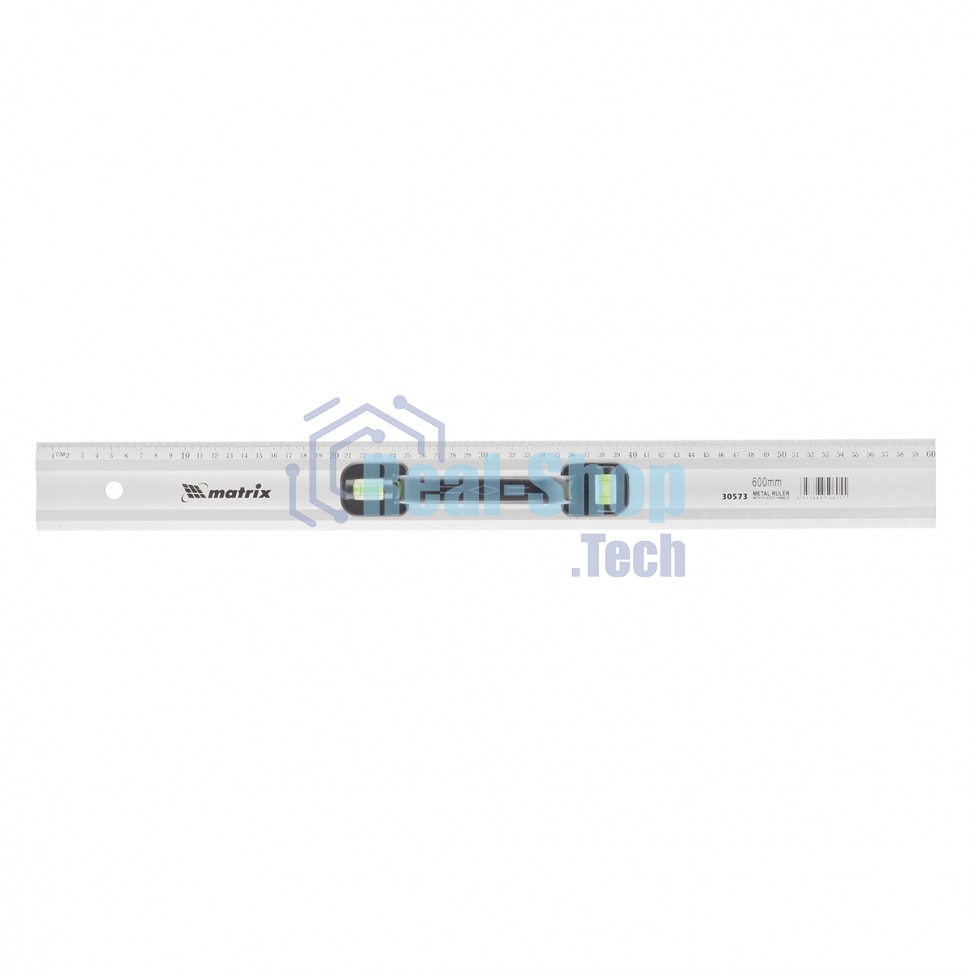 Линейка-уровень Matrix, 600 мм, металлическая, пластмассовая ручка 2 глазка MASTER