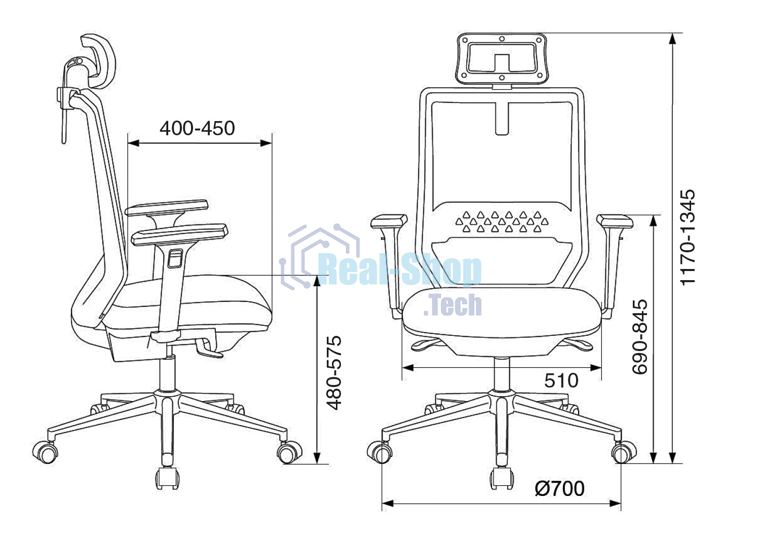 Кресло руководителя Бюрократ MC-612N-H черный TW-01 38-418 сетка/ткань с подголов. крестовина металл хром