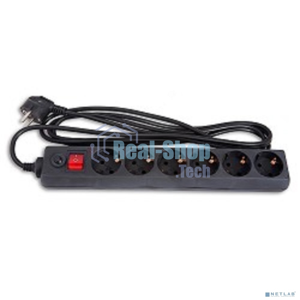 Сетевой фильтр BURO Сетевой фильтр, 6 розеток, 5 метра, (600SH-5-B), черный 992278