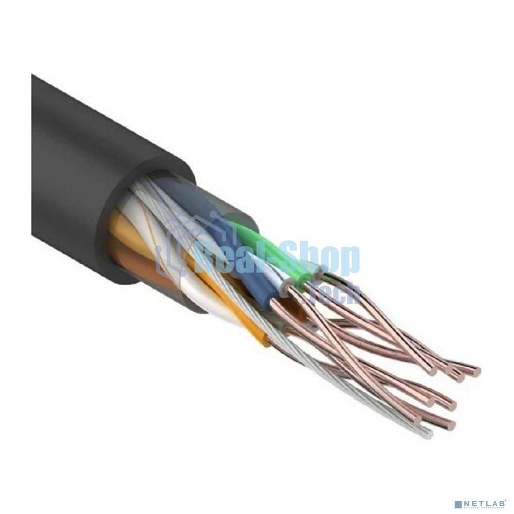 Кабель витая пара U/UTP кат.5E 4х2х24AWG CU медь 100МГц PE OUTDOOR черн. (уп.100м) Rexant 01-0045-100